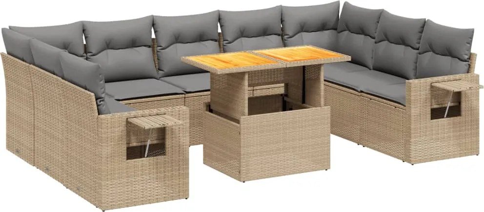 vidaXL Set canapele de grădină cu perne, 10 piese, bej, poliratan