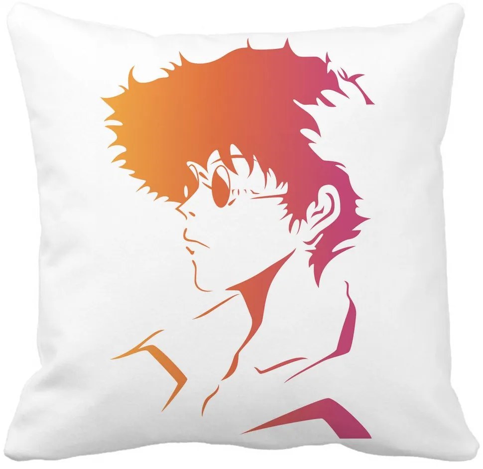 Perna Decorativa cu Cowboy Bebop 2, 40x40 cm, Alba, Mata, Husa Detasabila, Burduf