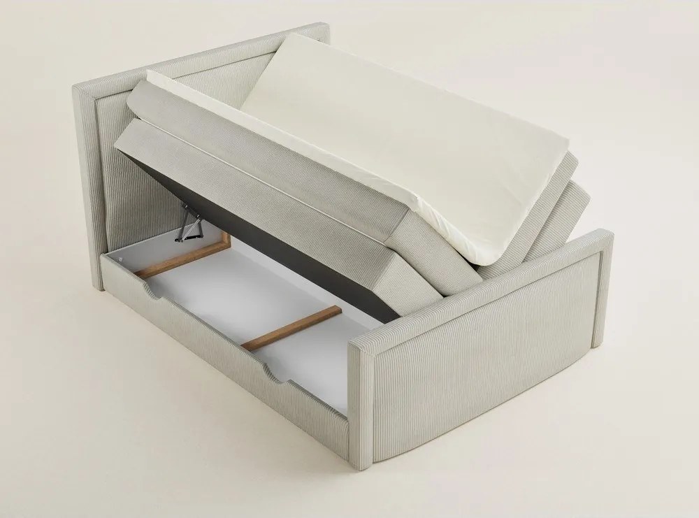 Pat boxspring crem cu spațiu de depozitare 200x200 cm Fresco – Maison de Rêve
