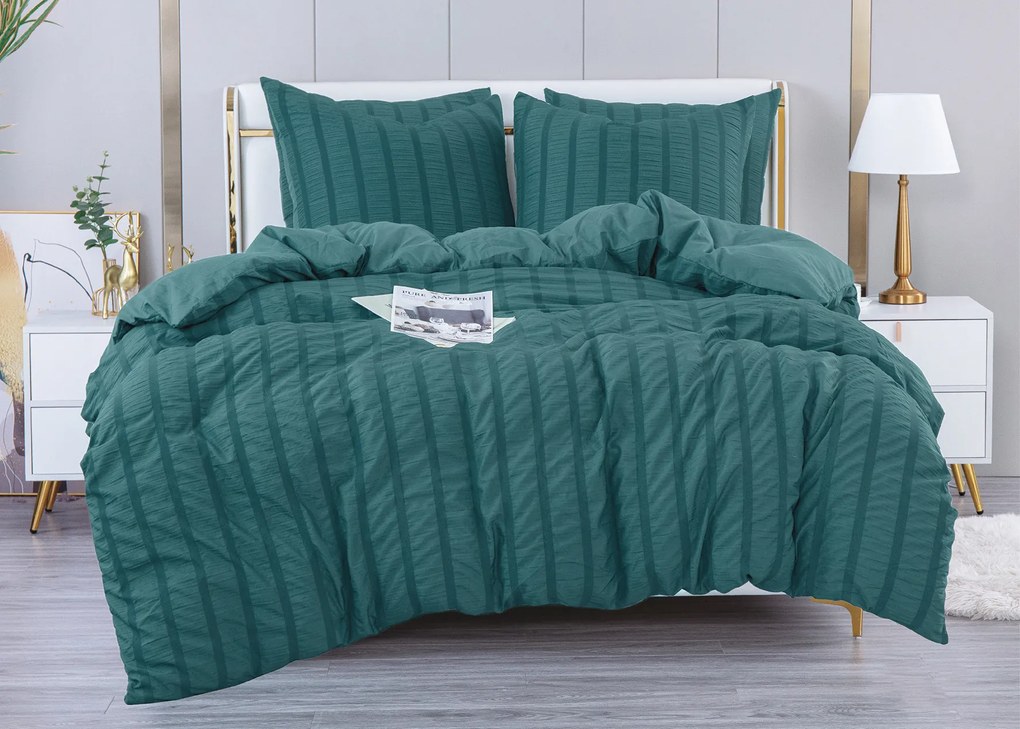 Lenjerie de pat din microfibra cu structura waffle Culoare verde albastru, WAFFLE