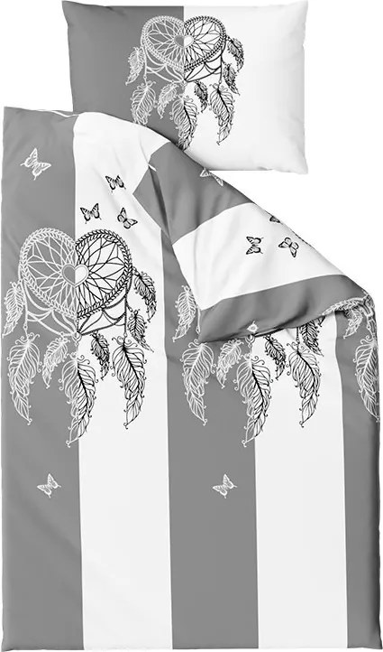 Lenjerie de pat din microfibra TIRSO gri-alb Dimensiune lenjerie de pat: 70 x 90 cm | 140 x 200 cm