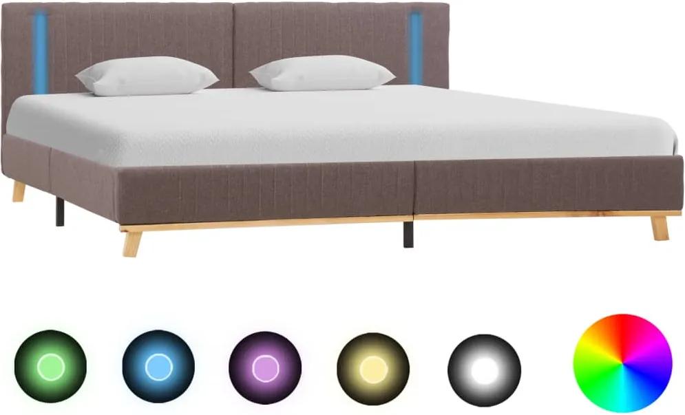 Cadru de pat cu LED, gri taupe, 180 x 200 cm, material textil