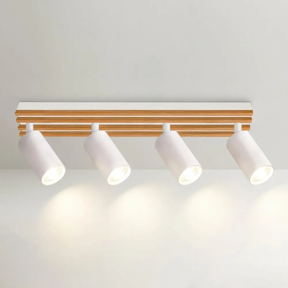 Brilagi - Spot SELE WOOD 4xGU10/30W/230V alb/lemn