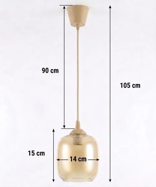 Brilagi - Lustră LED suspendată pe cablu R GLASS 1xE27/60W/230V Ø 14 cm bej/maro fumuriu
