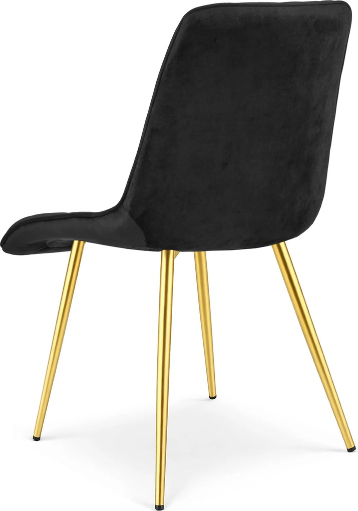 Scaun de masa SPLIT VELVET cu picioare aurii, negru