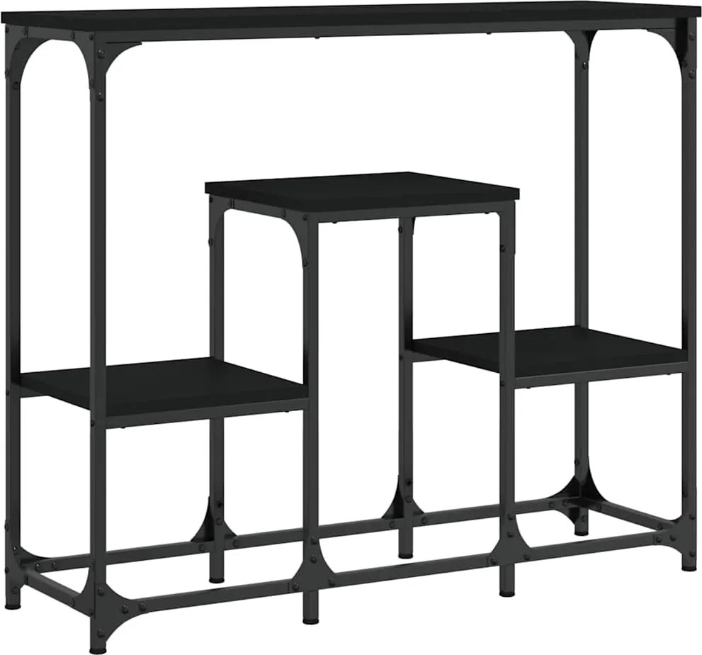 vidaXL Măsuță consolă, negru, 89,5x28x76 cm, lemn prelucrat