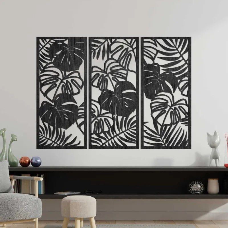 SENTOP | Pictură murală din trei piese cu frunză de monstera | TROPICI