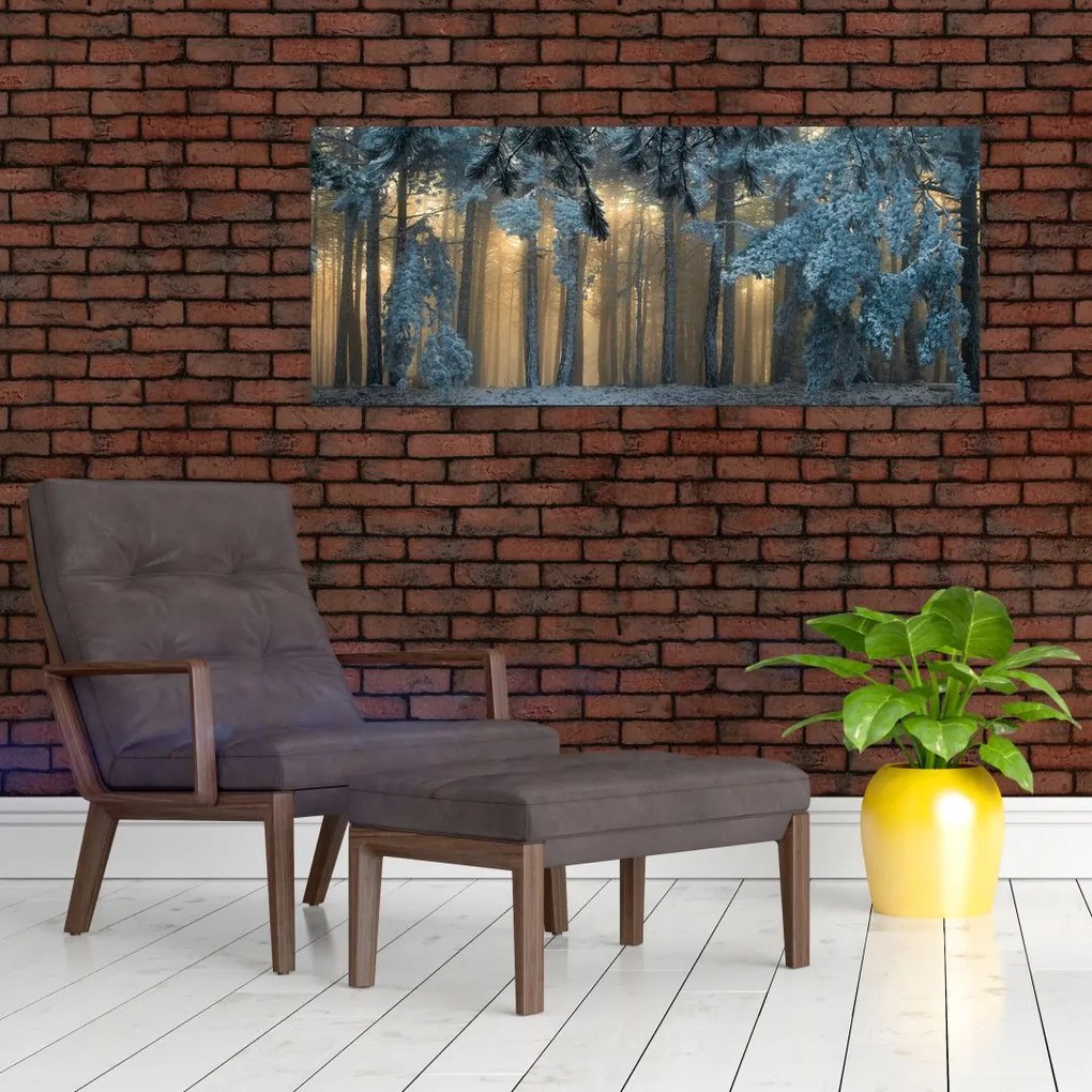 Tablou cu pădure înzăpezită (120x50 cm)