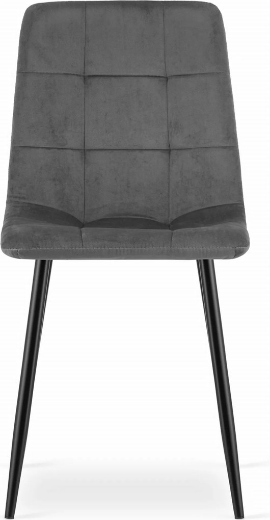 OFERTA Scaun din catifea gri inchis KARA cu picioare negre calitate II