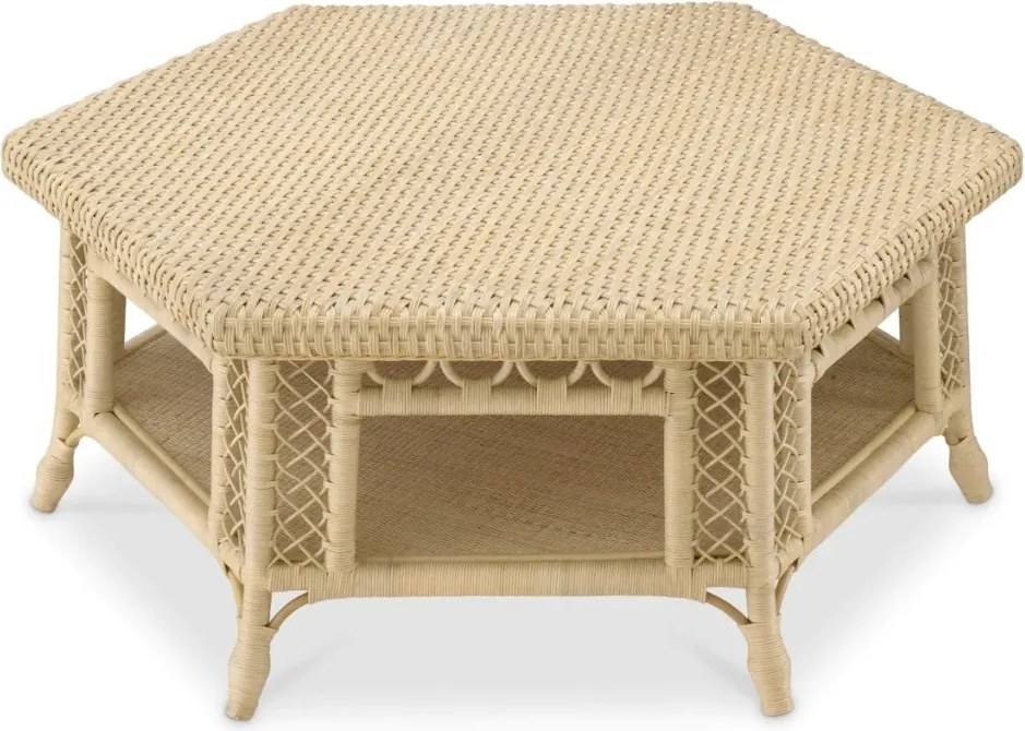 Masuta de cafea din ratan natural design LUX Saba Hexagon