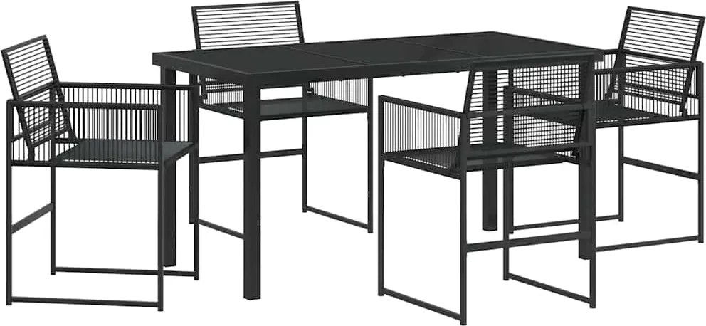 vidaXL Set de masă pentru grădină 5 pcs Negru