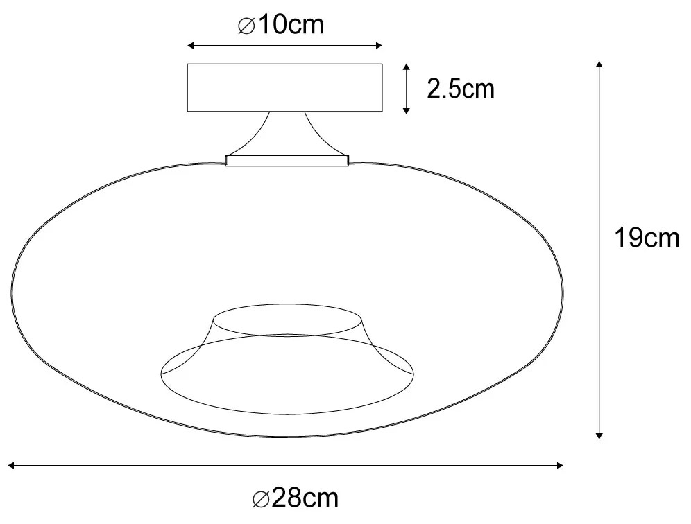 Plafonieră Art Deco din alamă cu sticlă chihlimbar - Busa