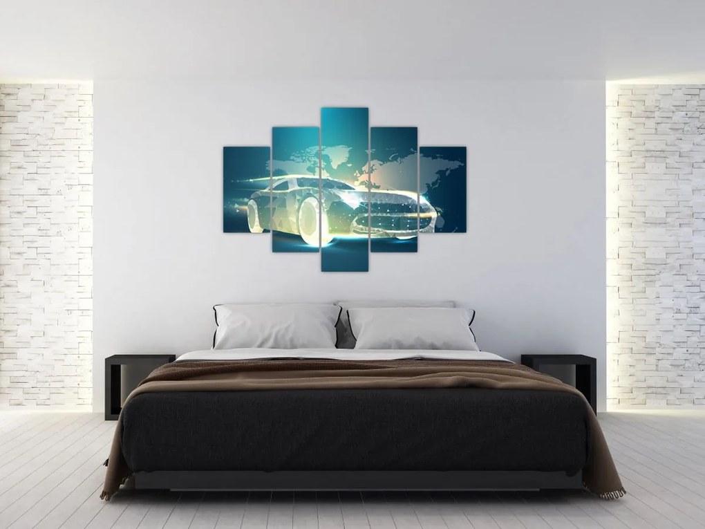 Tablou - Mașină din forme geometrice (150x105 cm)