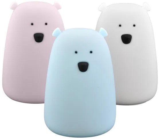 Lampă LED RGB pentru copii BEAR, tactilă, 0,8W, 5V, roz + USB