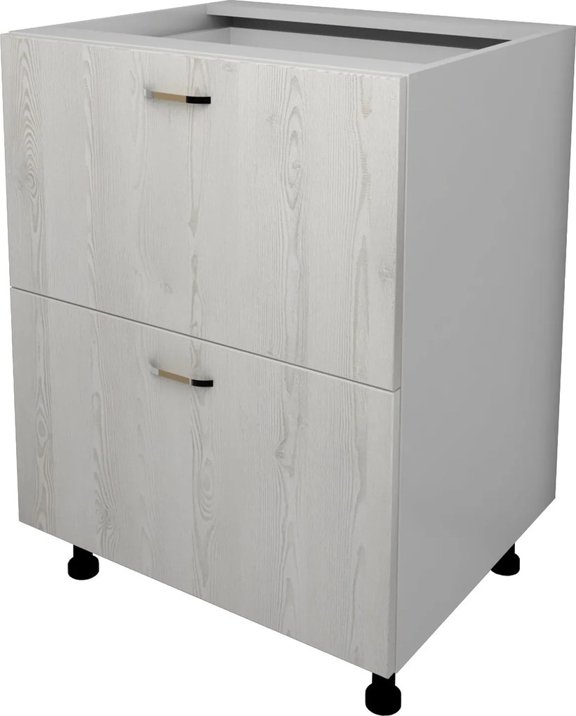 Corp Baza Lecce, 2 Sertare, Pin Alb/Alb, 60 x 50 x 80 cm