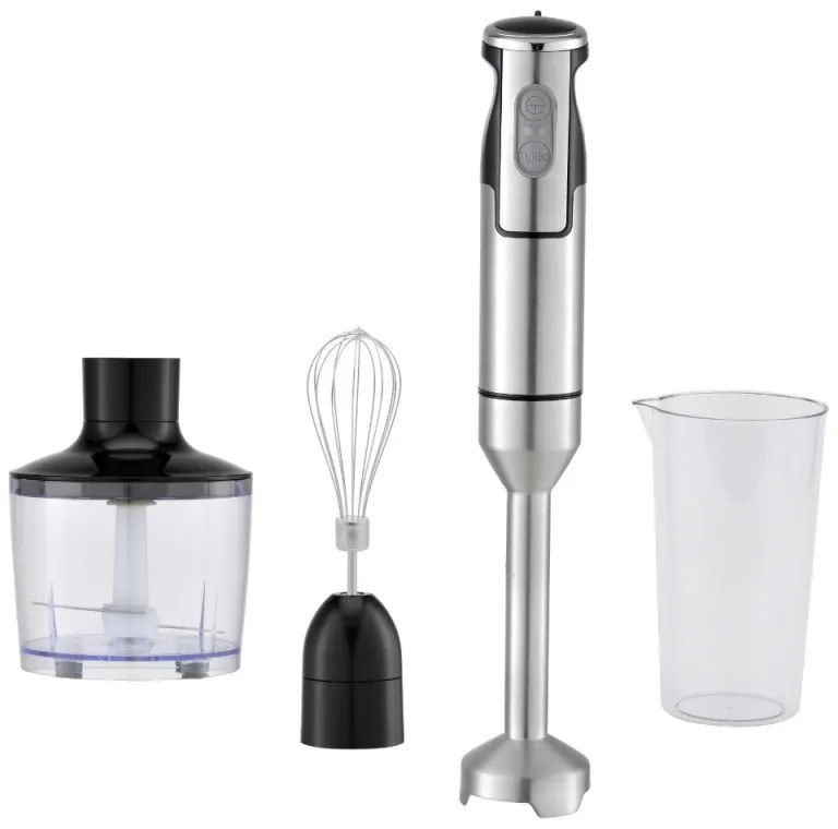 Set blender, tocator si mixer 3 in 1 Oliver Voltz OV51112JSC, 1500W, Metal, 2 viteze, Turbo, Negru/Inox