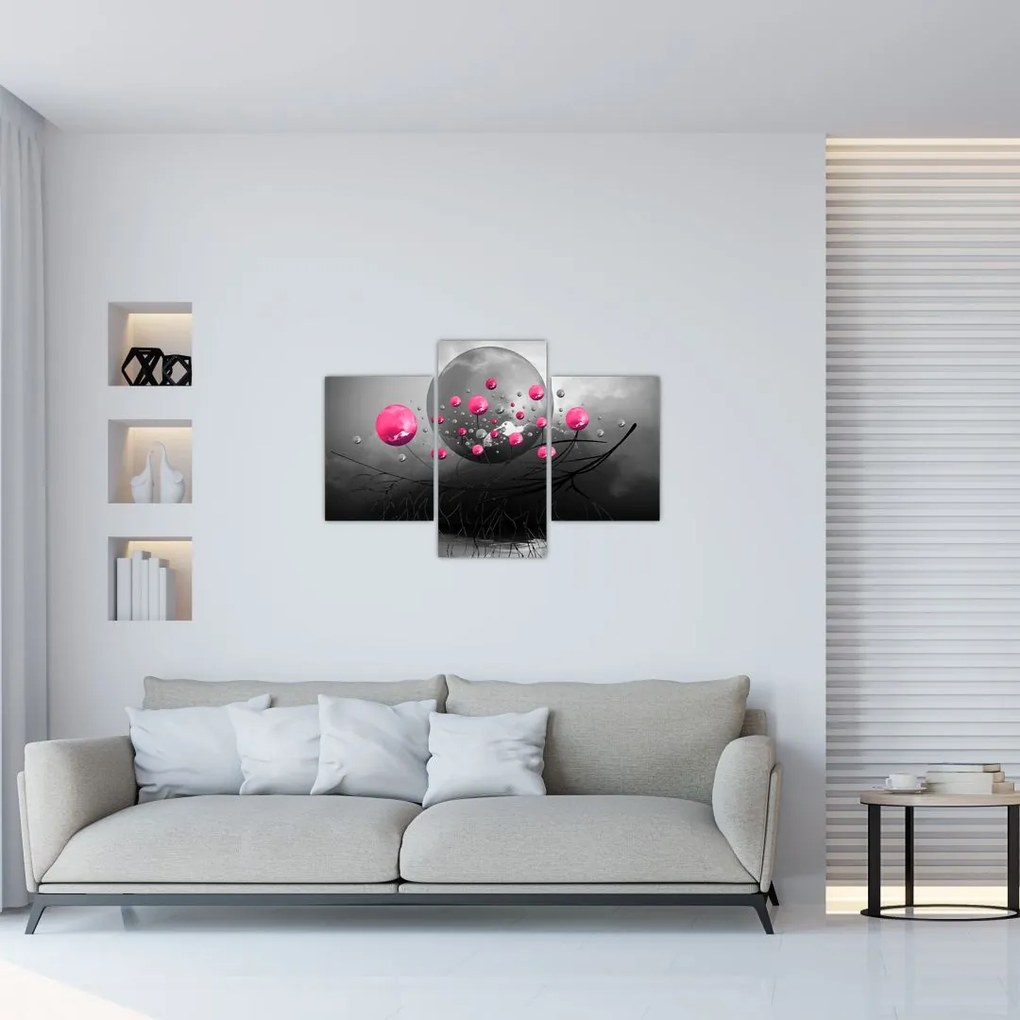 Tabloul cu bile abstracte roz (90x60 cm)