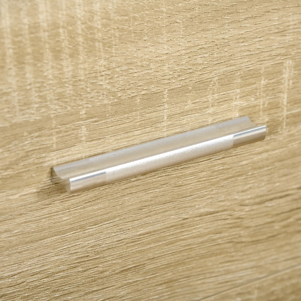 HOMCOM Comodă cu 4 Sertare, Mânere din Aluminiu și Structură din Lemn, 76x35x72cm, Alb și Stejar | Aosom Romania