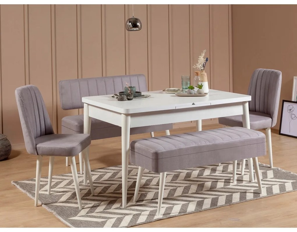 Set mobilier sufragerie Vlasta 2 (alb + gri) (pentru 6 persoane). 1073085
