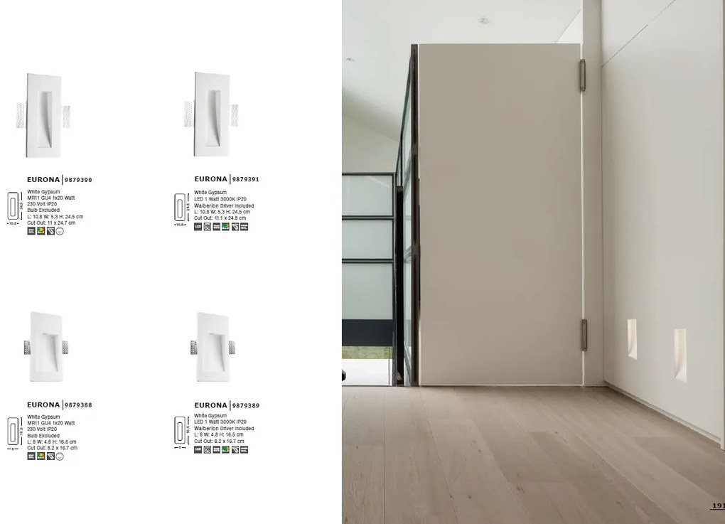Spot incastrabil ideal pentru iluminat scara sau hol EURONA, 10,8x24,5cm NVL-9879390