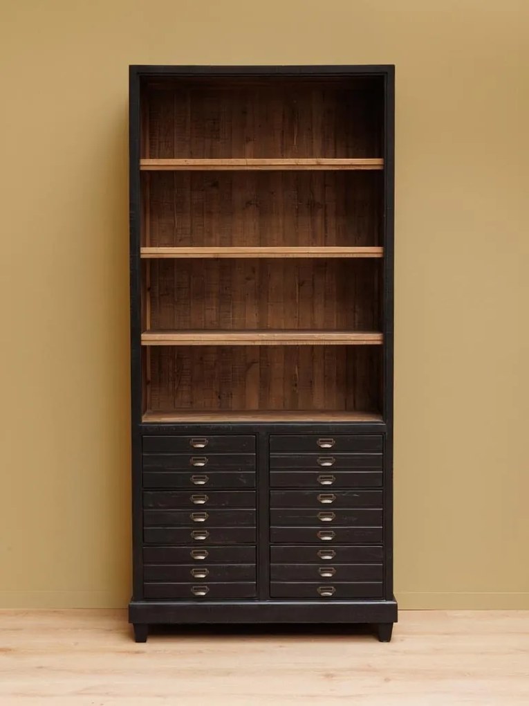Cabinet din lemn masiv, 6 sertare, aspect rustic, Voltaire