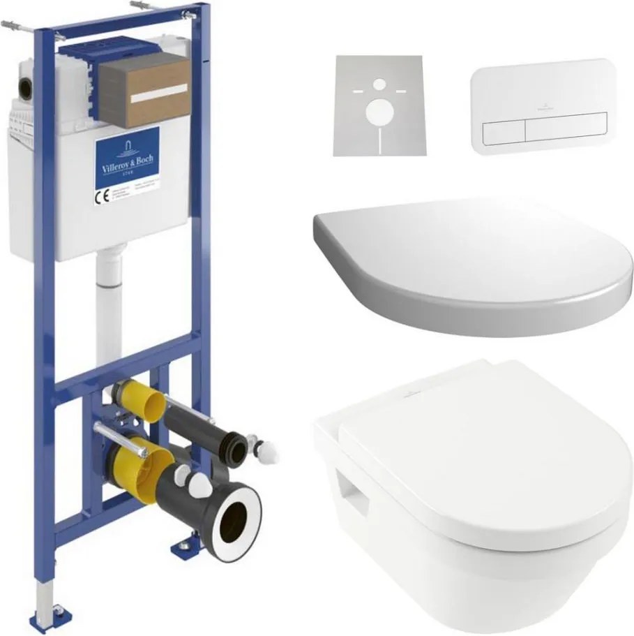 Vas WC suspendat + capac WC ARCHITECTURA + buton de acționare + modul incastrat + placă de montaj