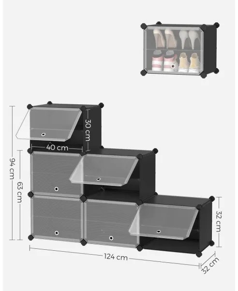 Raft modular cu compartimente BOXIFY, negru