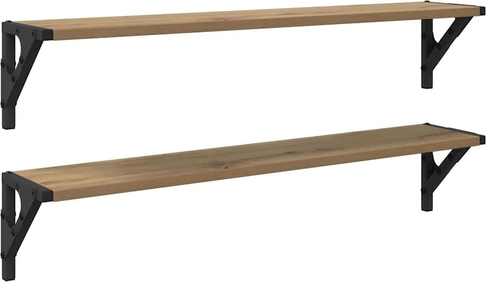vidaXL Șemele de perete 2 pcs Stejar Artizanal 80 x 15 x 15,5 cm