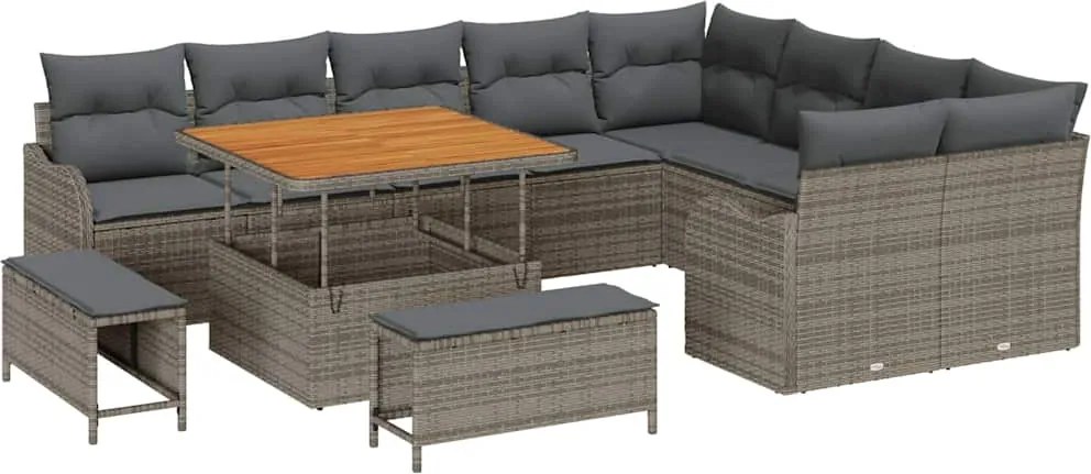 vidaXL Set de canapele pentru grădină cu pernă cu pernă 12 pcs Gri