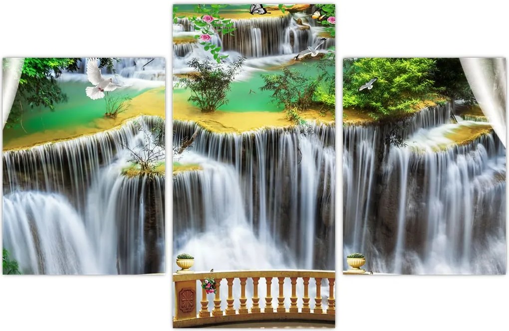 Tablou - Privire la cascade magice (90x60 cm)