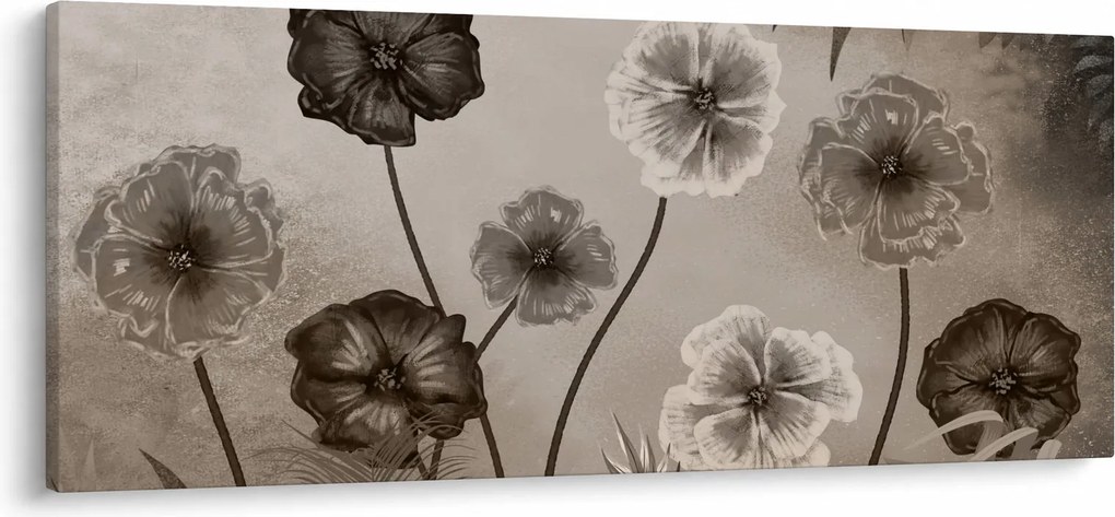 Tablou - Flori desenate (120x50 cm)
