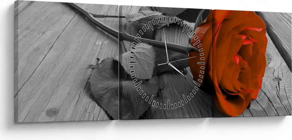 Tablou - Trandafir portocaliu (cu ceas) (90x30 cm)