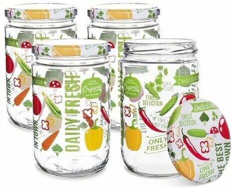 Set borcane de conservare Orion Fruit, cu capac, 0,66 l, 4 buc.