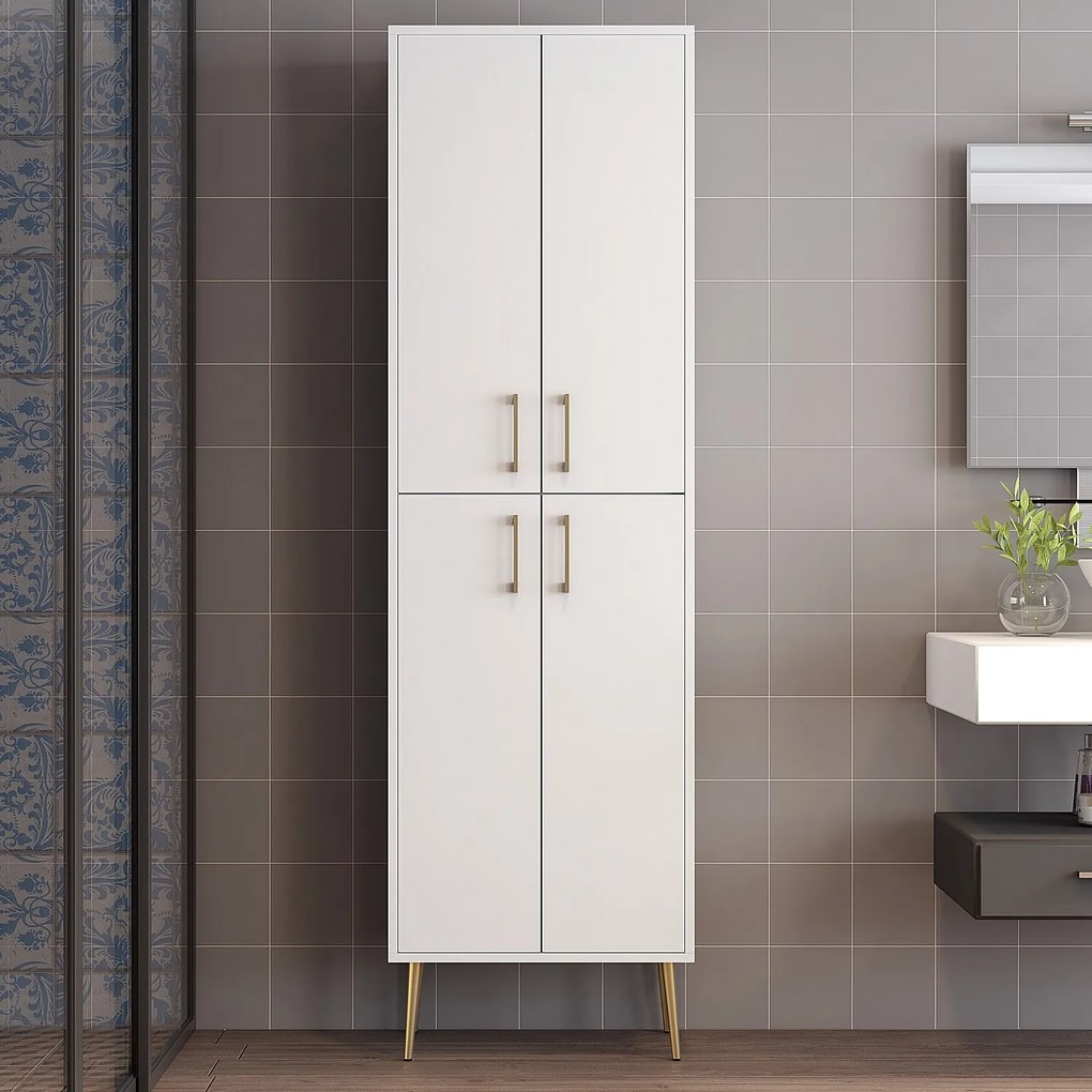 Dulap cu rafturi Betina A (Alb + Auriu). 1088326