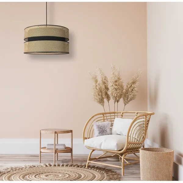 Lustră pe cablu Duolla DUO 1xE27/15W/230V d. 40 cm ratan/negru