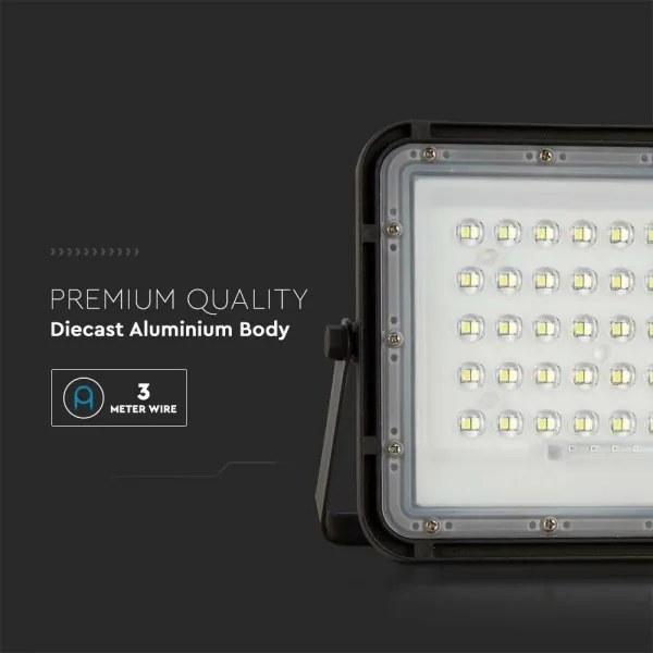 Proiector LED solar de exterior LED/10W/3,2V IP65 4000K negru + telecomandă