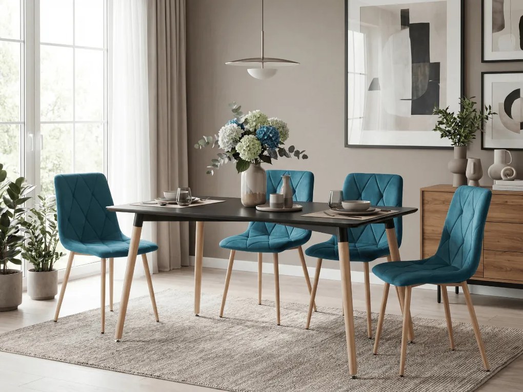 Scaun de sufragerie catifea turcoaz LIBRA