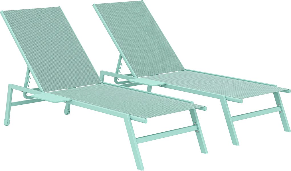 Outsunny Set 2 Șezlonguri cu Măsuță, Șezlonguri Grădină cu Spătar Reglabil. | Aosom Romania