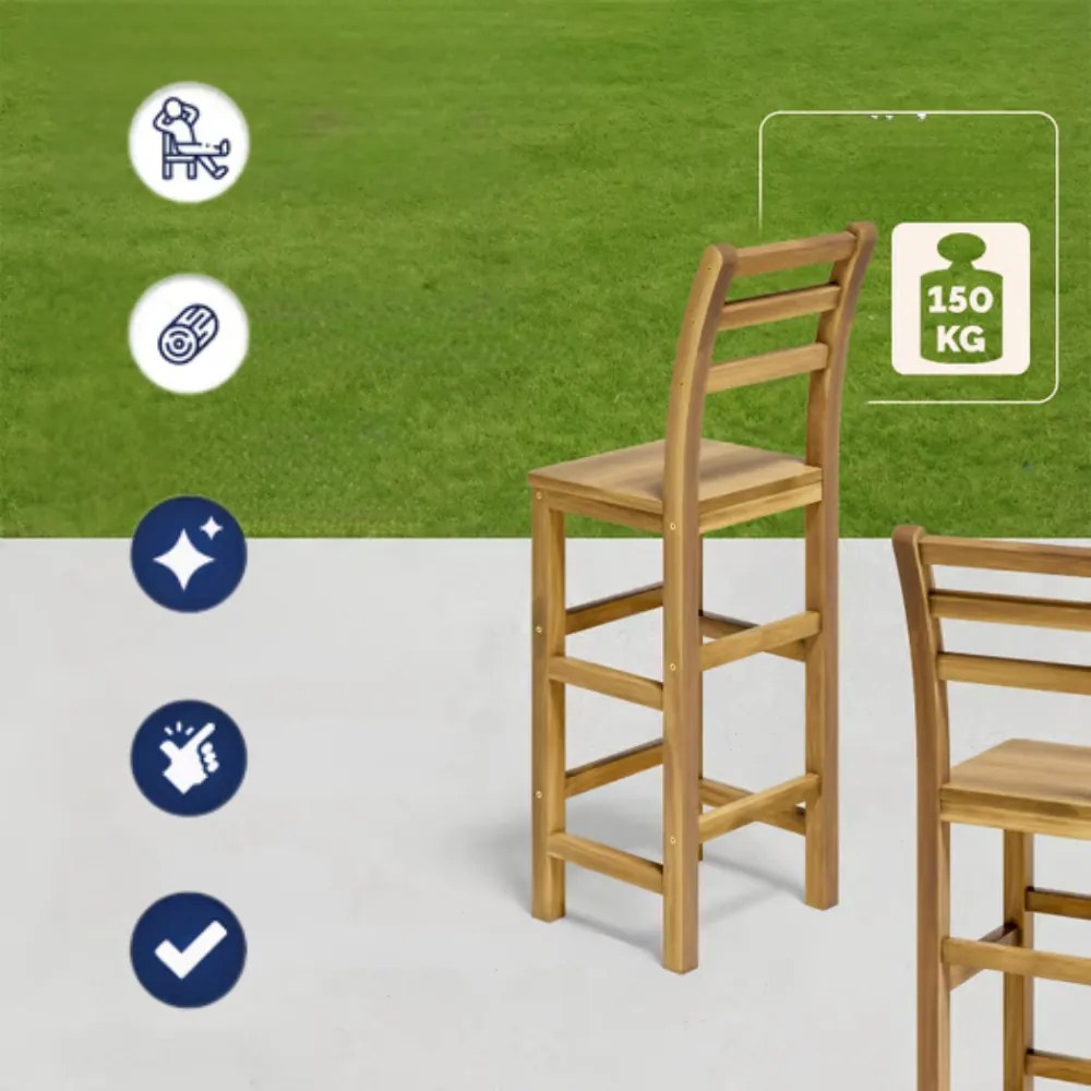 Scaune de bar OSLO cu spătare, 2 buc., 40x36x110cm, maro natural Casaria