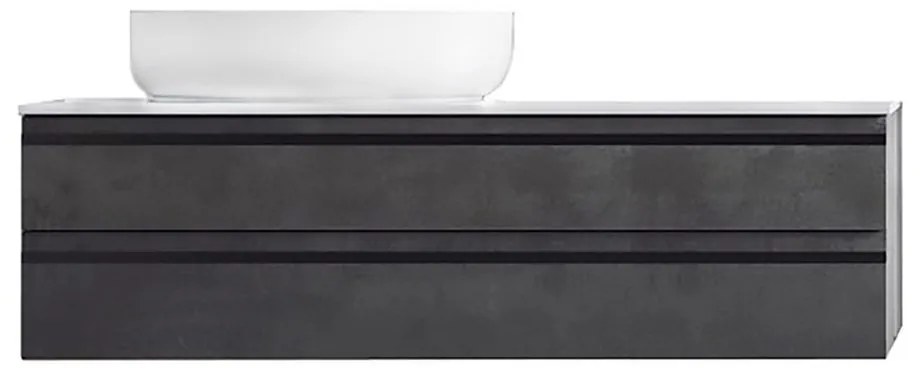 Dulap baie suspendat KolpaSan Alexis, 120 cm, pentru lavoar pe blat, gri inchis Dark concrete
