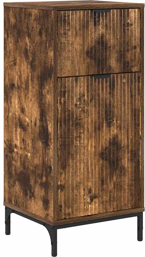 vidaXL Dulap de Baie cu sertar cu ușă Stejar fumuriu 39,5 x 36 x 88 cm