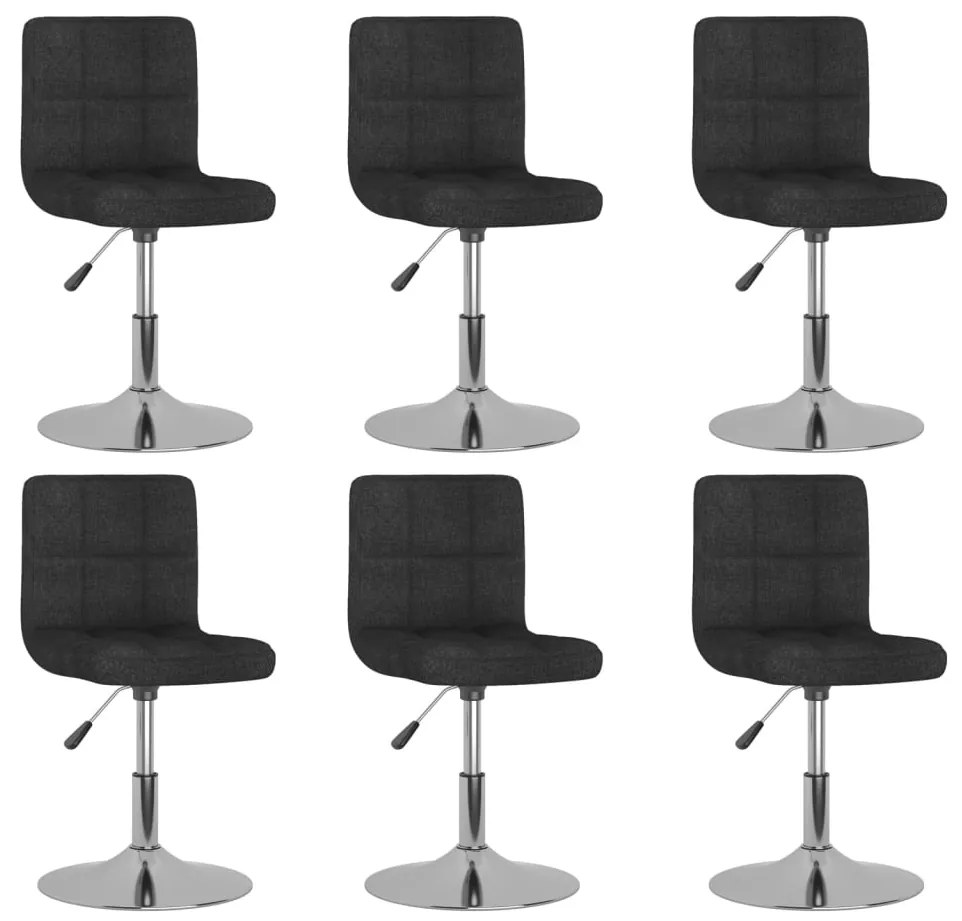 vidaXL Scaune de bucătărie pivotante, 6 buc., negru, material textil