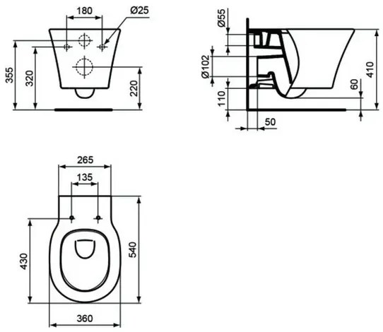 Vas wc suspendat Ideal Standard Connect Air AquaBlade negru mat