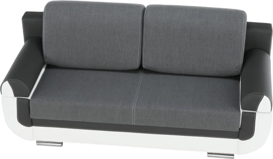 Canapea, piele ecologică alba+gri/material textil gri, KARDYN