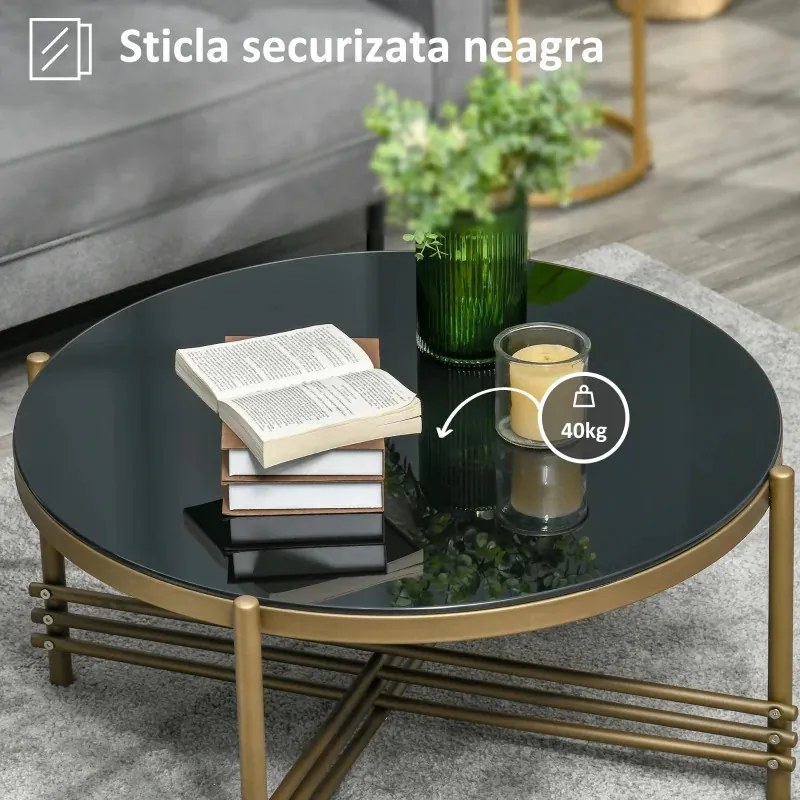 MAAU3 - Masuta de cafea rotunda 85 cm, mesa pentru living - Auriu