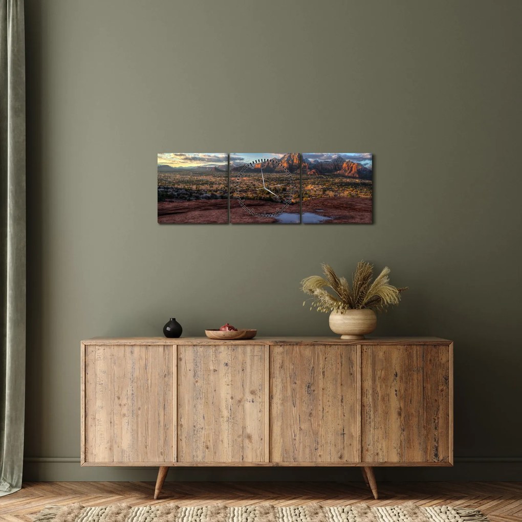 Tablou cu munți (cu ceas) (90x30 cm)