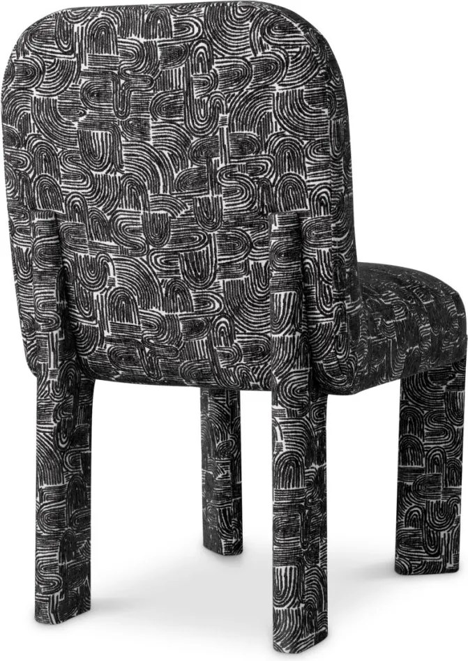 Scaun dining tapitat LUX Magnus, Solent alb cu negru