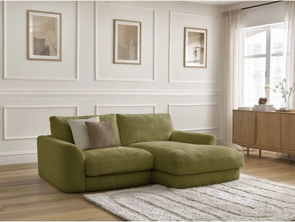 Colțar kaki cu tapițerie din chenille (cu colț pe partea dreaptă/cu șezlong) Leonore – Bobochic Paris