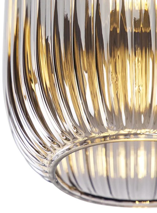 Plafoniera Art Deco neagra cu sticla fumurie - Banci