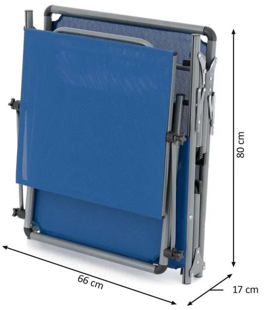 Șezlong pliant DIVERO cu acoperiș XXL, albastru